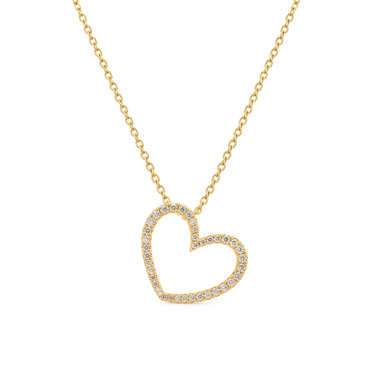 18ct Yellow Gold Diamond Open Heart Pendant