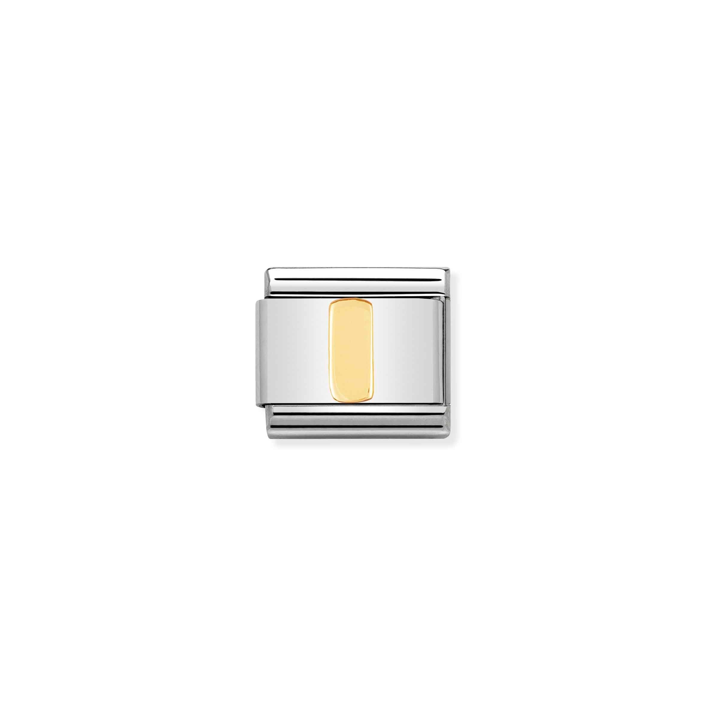 Nomination Composable Classic 'I' Letter Charm in Stainless Steel and Yellow Gold
