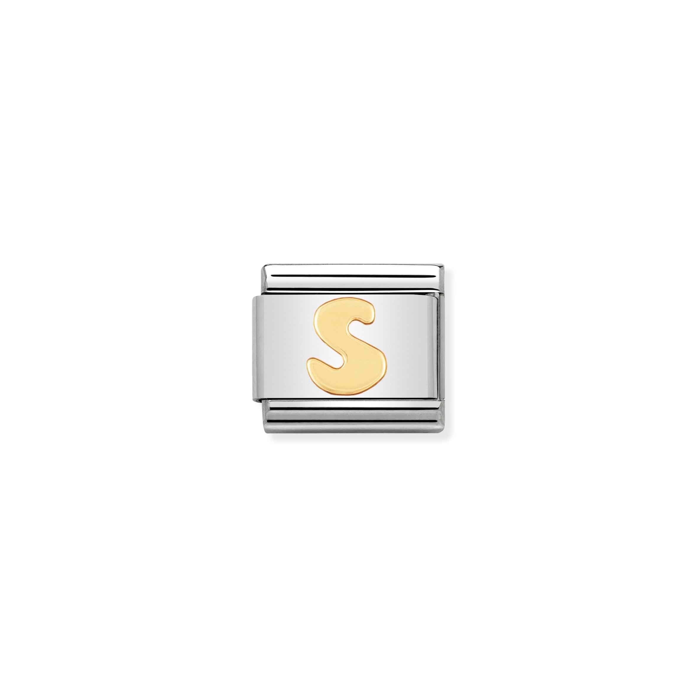 Nomination Composable Classic Letter S Link, Stainless Steel & Yellow Gold