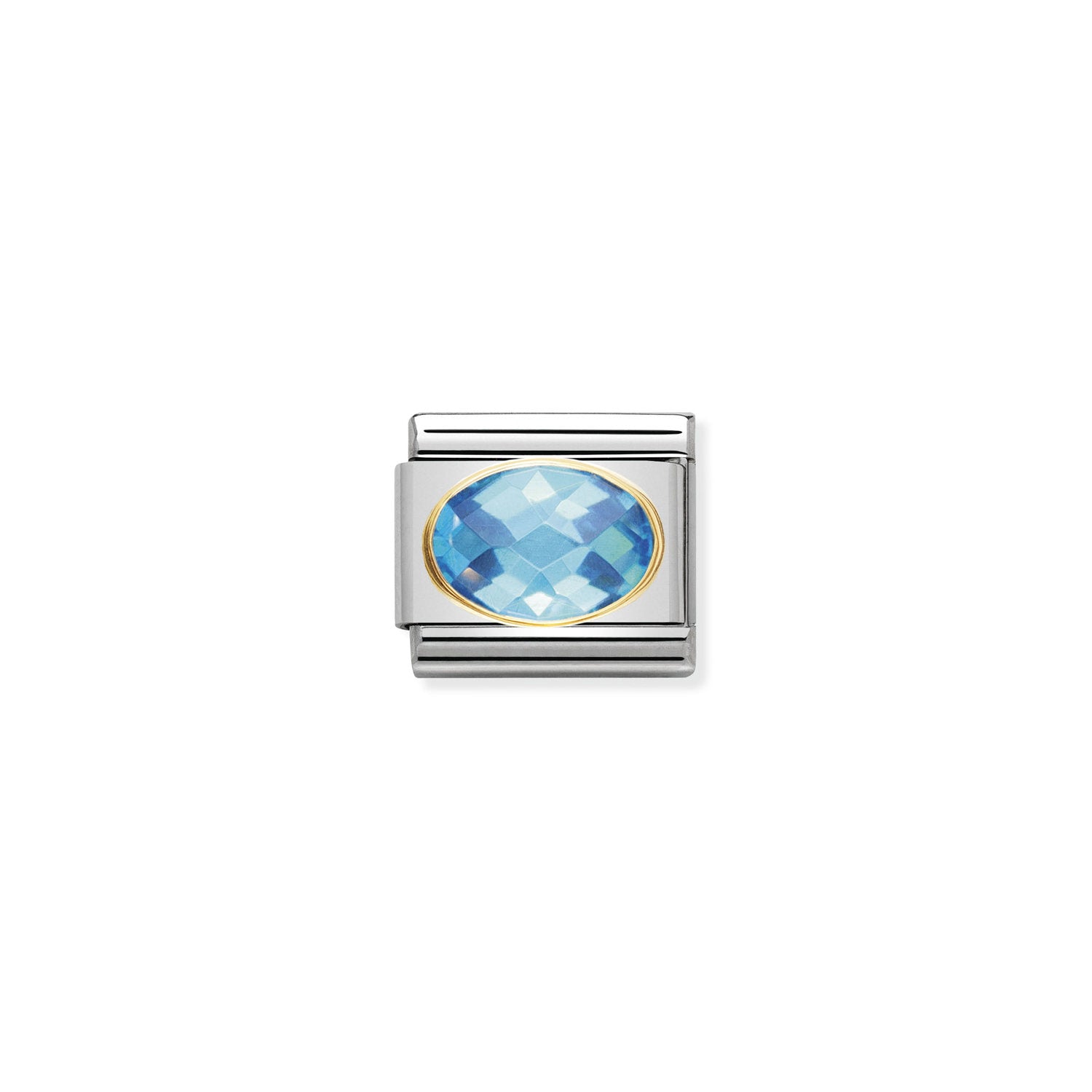 Nomination Composable Classic Light Blue Faceted Cubic Zirconia Charm - Stainless Steel & Yellow Gold