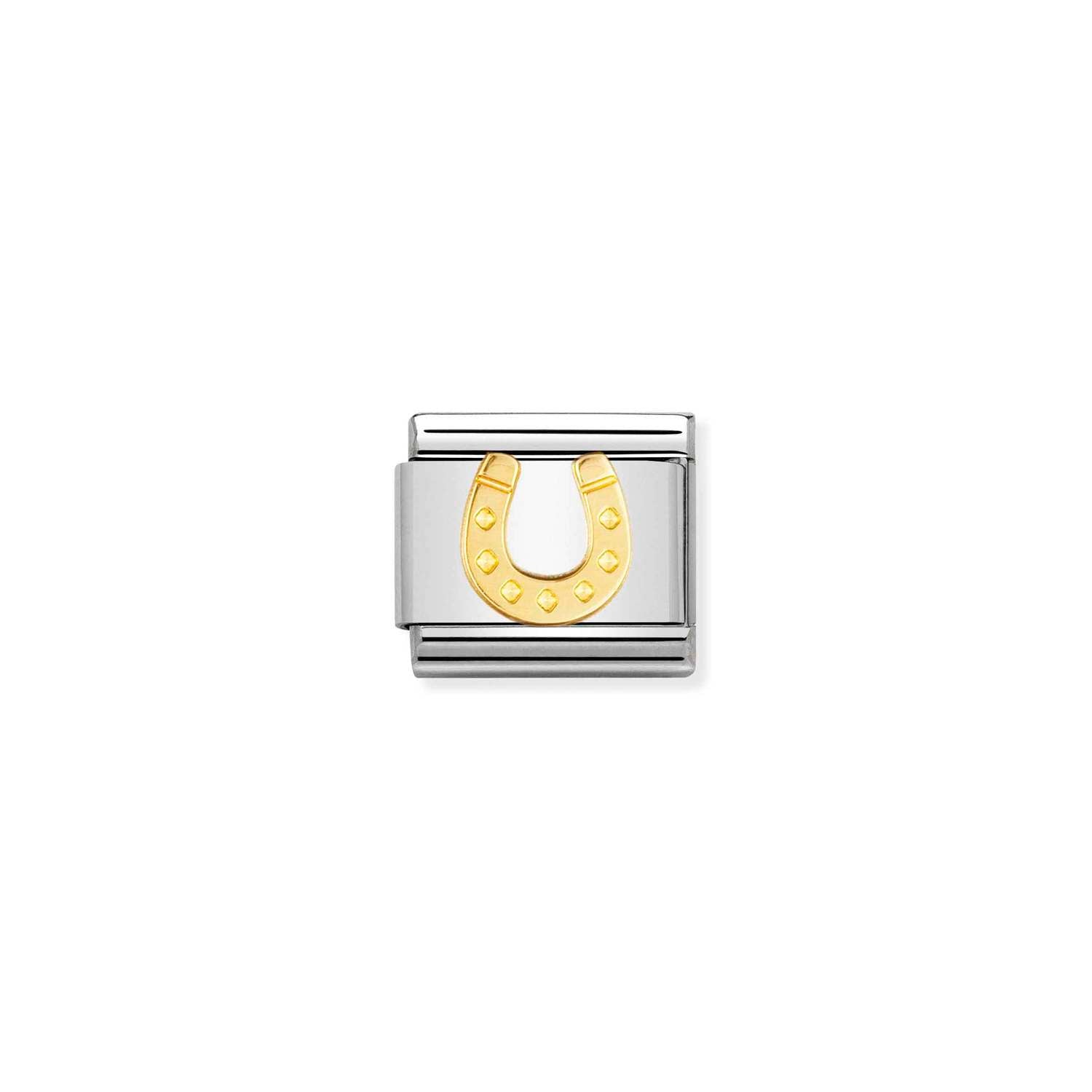 Nomination Composable Classic Danish Horseshoe Good Luck Charm - Stainless Steel & Yellow Gold
