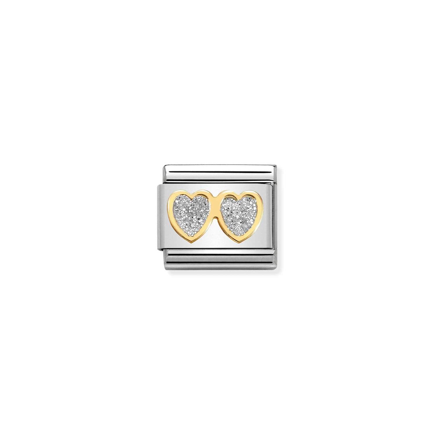 Nomination Composable Classic Double Silver Hearts Glitter Link