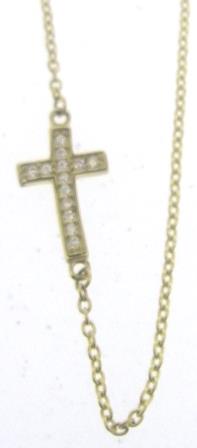 9ct Yellow Gold Forzatina Cubic Zirconia Cross Necklace