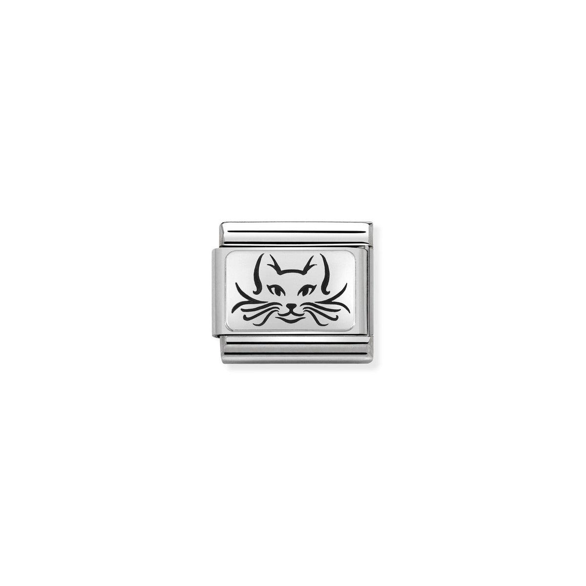 Nomination Composable Classic Cat Oxidised Plate Charm - Stainless Steel & Sterling Silver