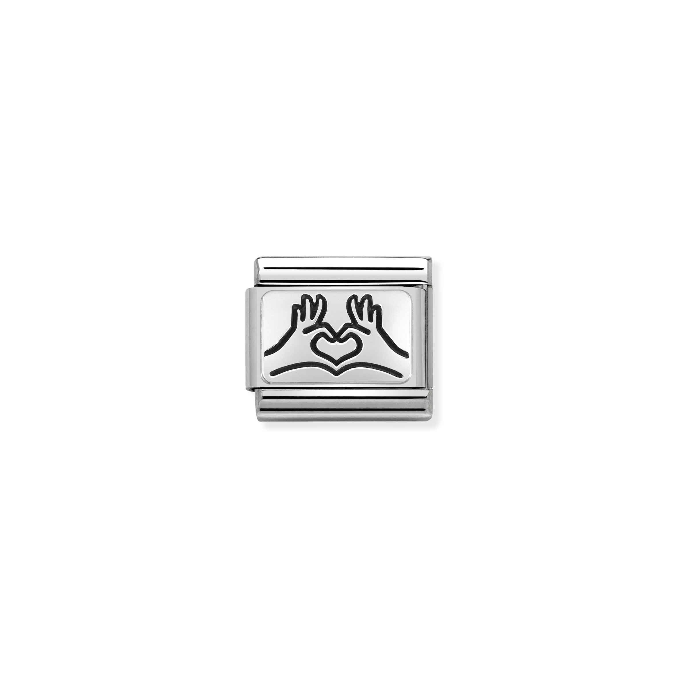 Nomination Composable Classic 'Hands to Heart' Oxidised Link