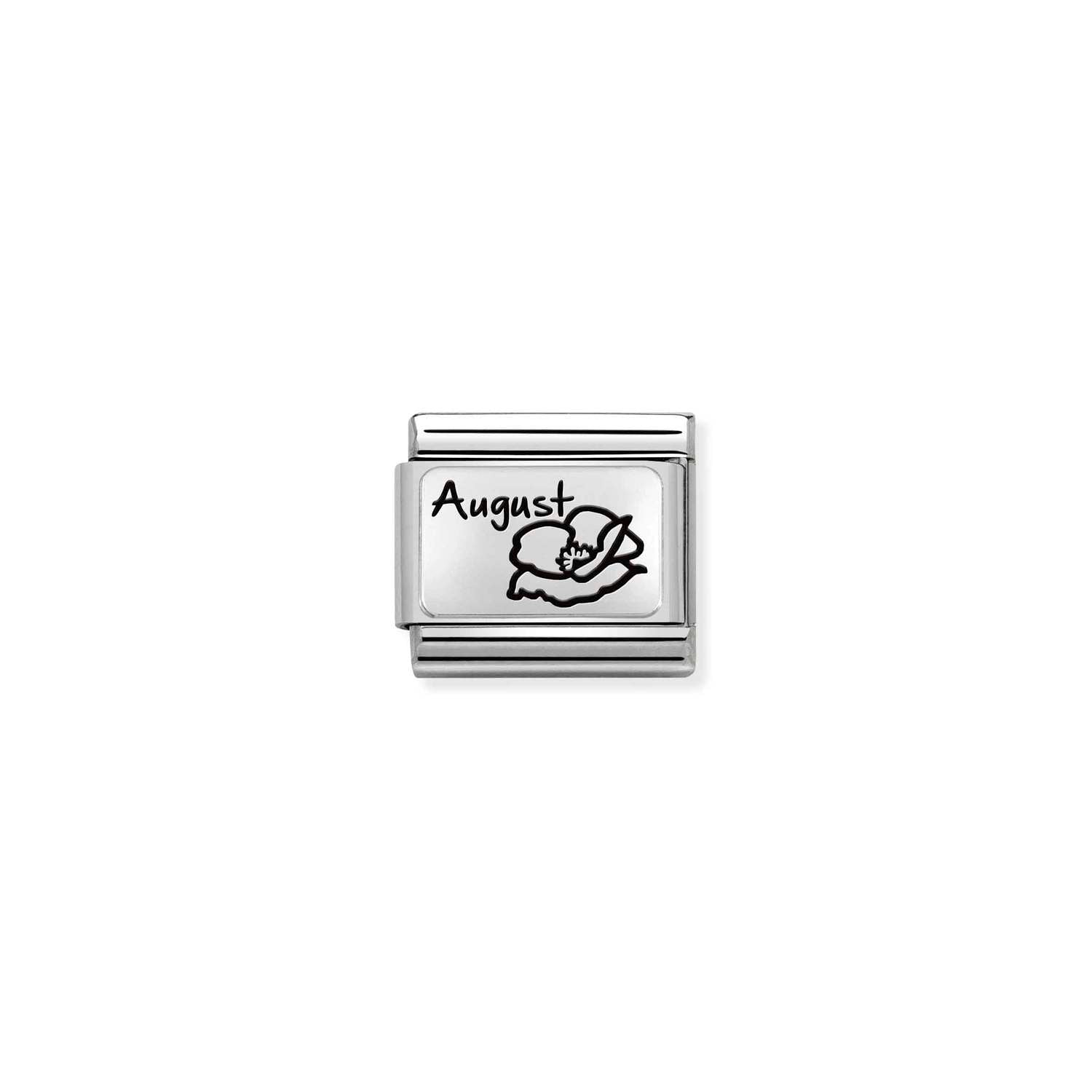 Nomination Composable Classic August Poppy Month Flower Charm - Stainless Steel & Sterling Silver