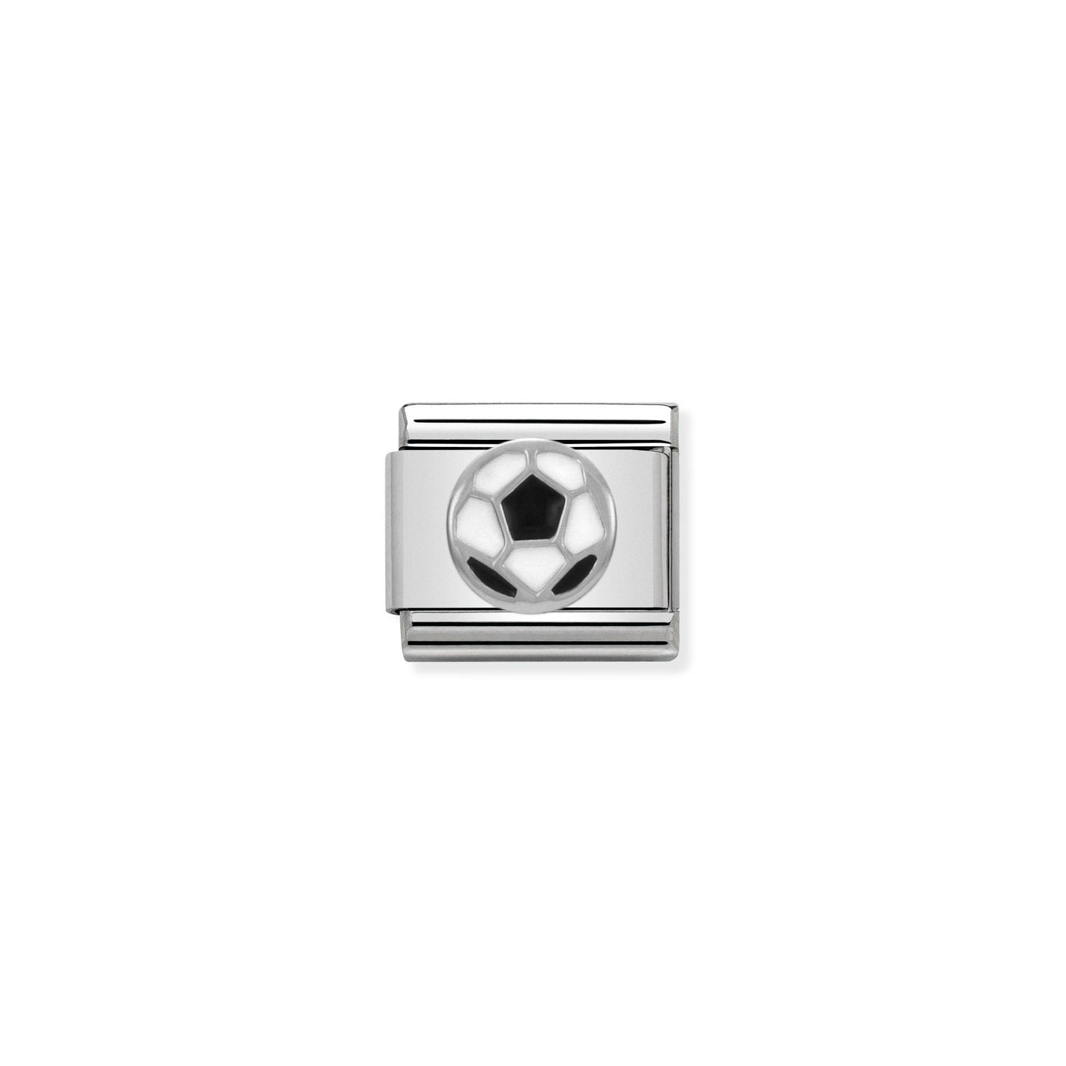 Nomination Composable Classic Soccer Ball Charm - Stainless Steel & Sterling Silver with Enamel