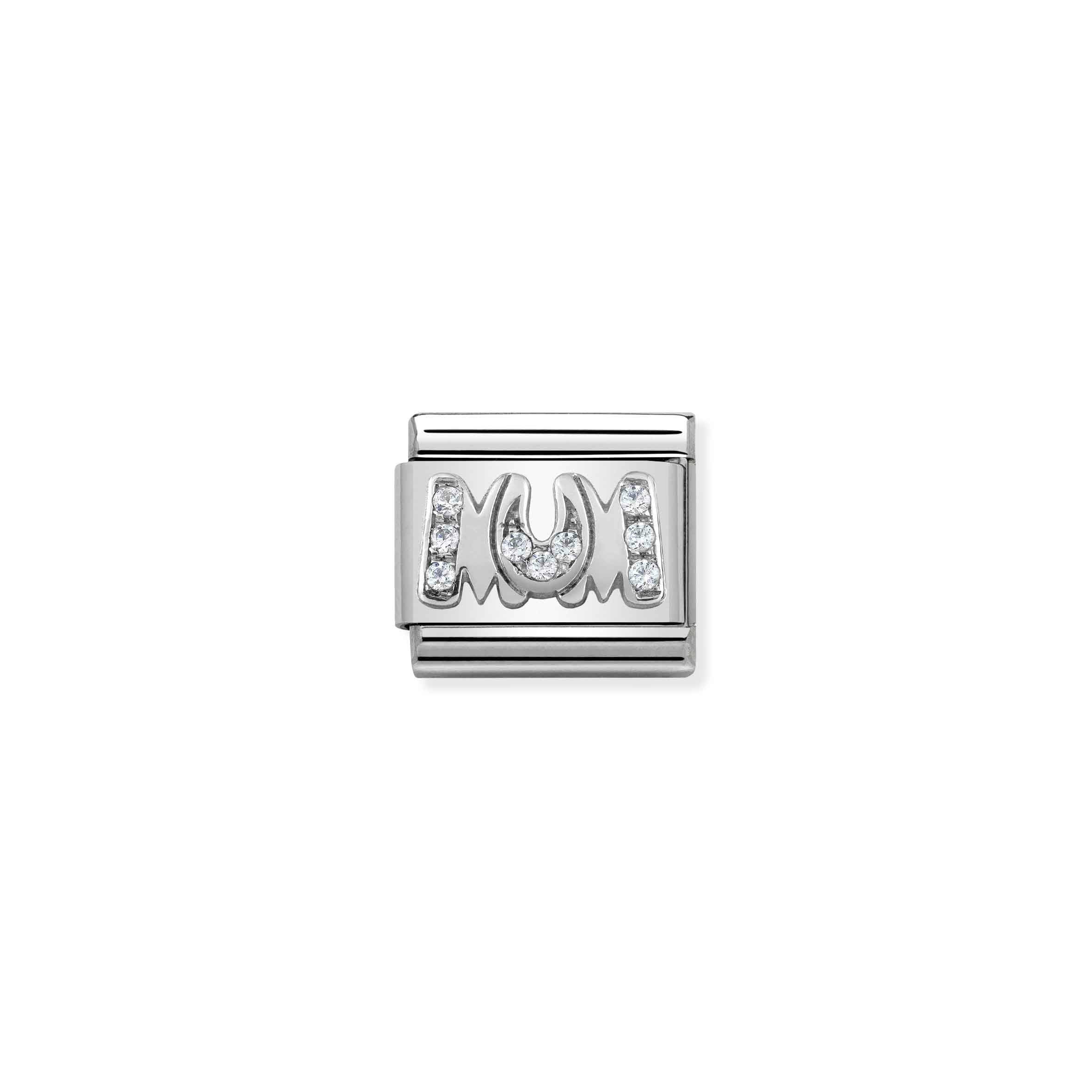 Nomination Composable Classic Sterling Silver Pave CZ 'Mum' Charm