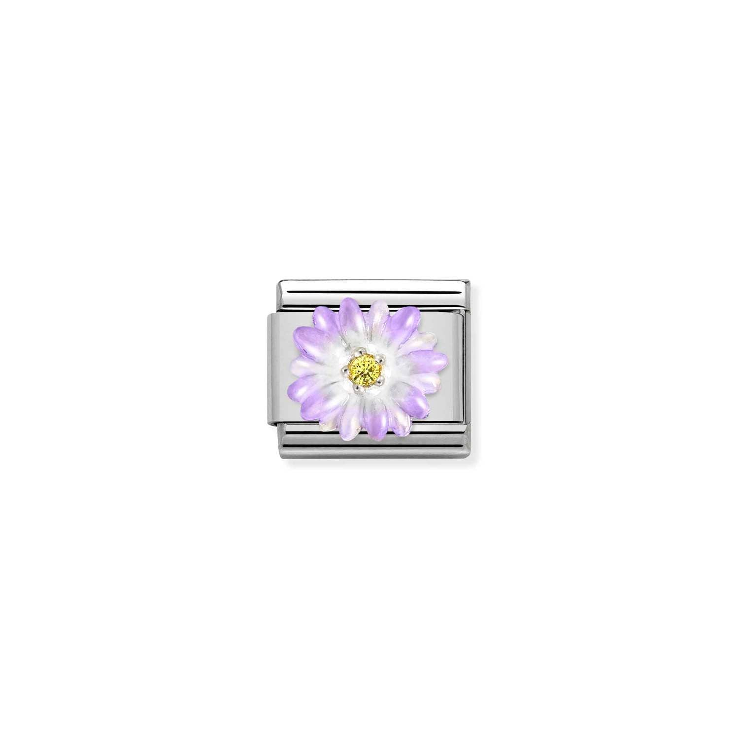 Purple Flwr Ylw CZ - SS/Enamel
