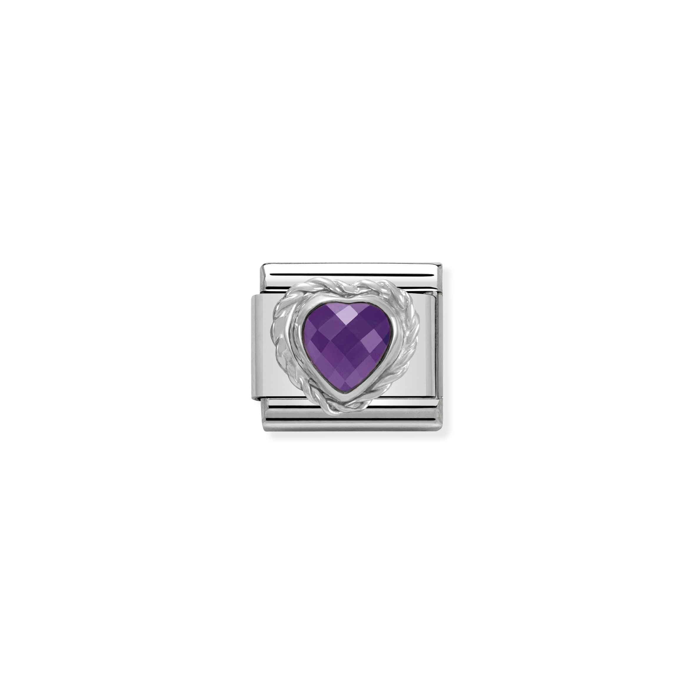 Nomination Composable Classic Purple Faceted Heart Link