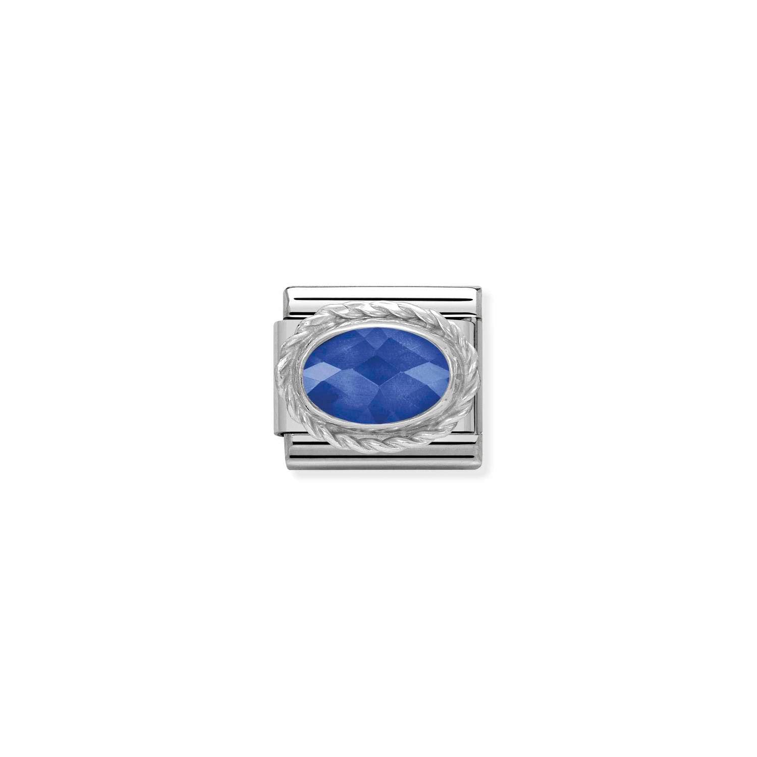 Nomination Composable Classic Blue Oval Faceted Cubic Zirconia Charm - Stainless Steel & Sterling Silver
