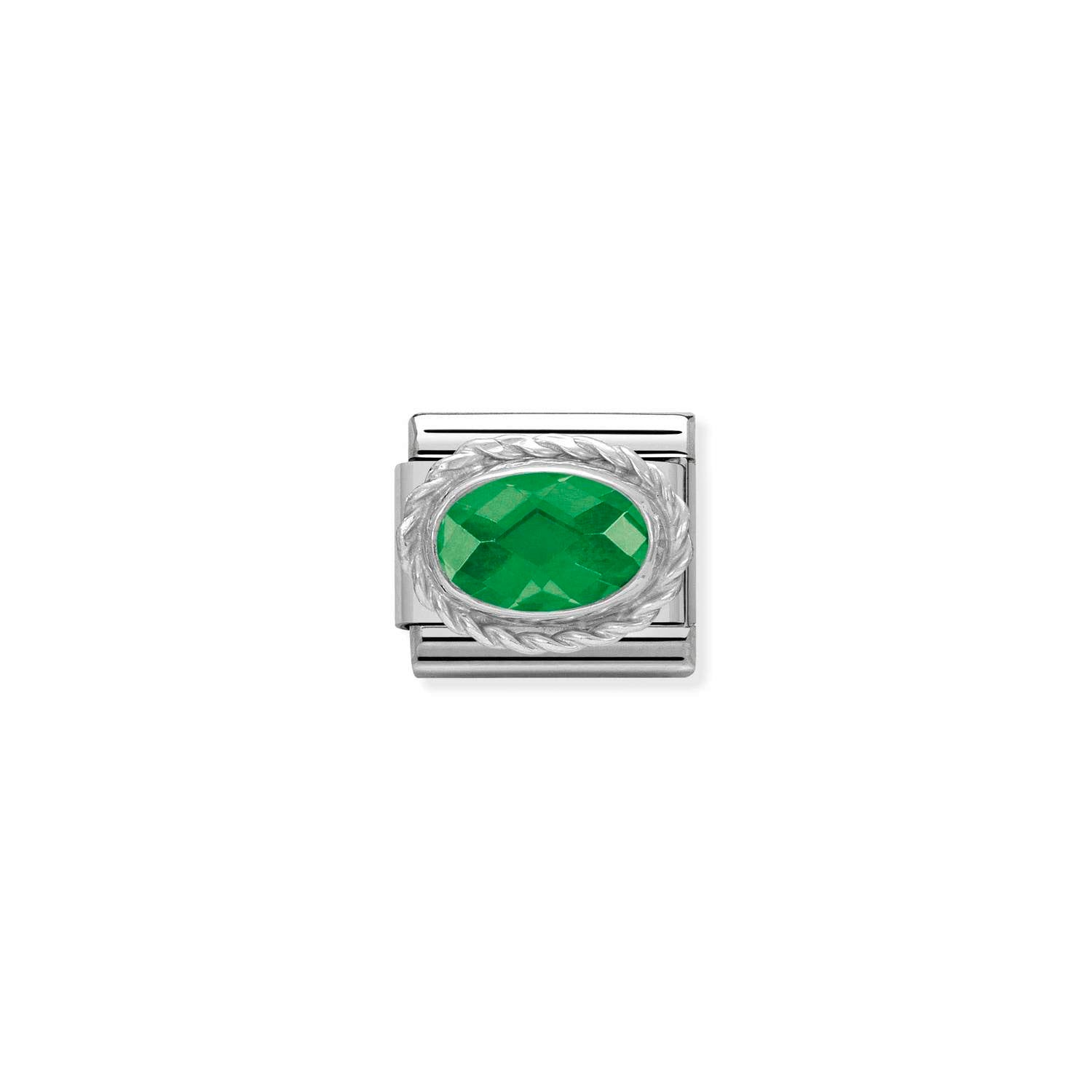 Nomination Composable Classic Green Oval Faceted Cubic Zirconia Charm - Stainless Steel & Sterling Silver