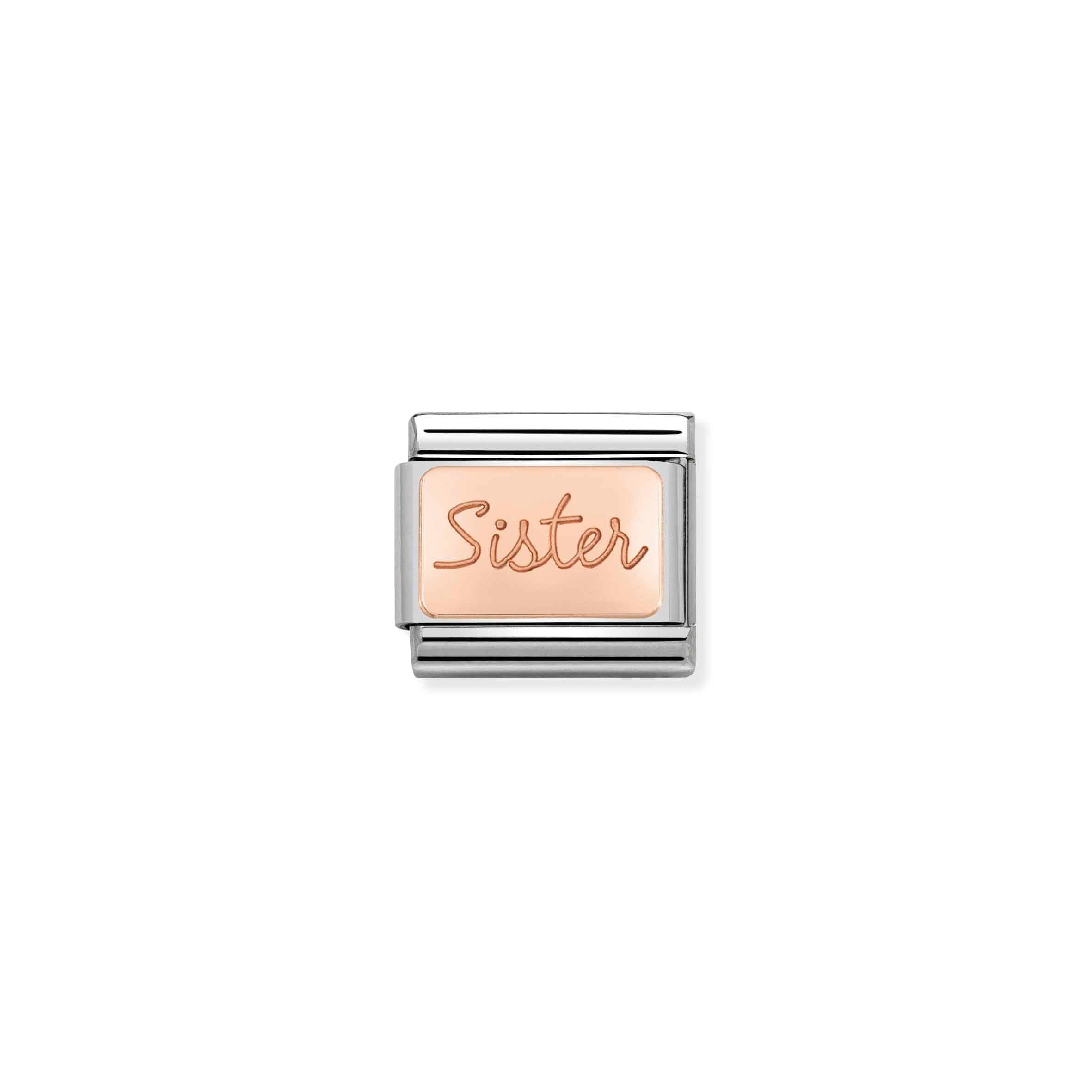 Nomination Composable Classic 'Sister' Engraved Rose Gold & Stainless Steel Link