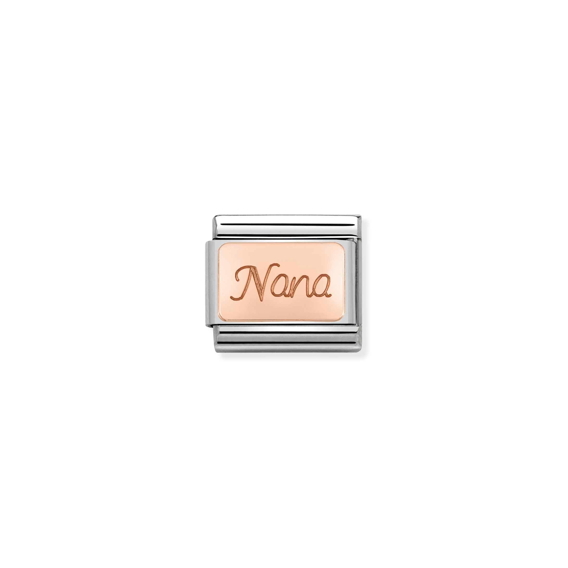 Nomination Composable Classic 'Nana' Engraved Rose Gold & Stainless Steel Charm Link