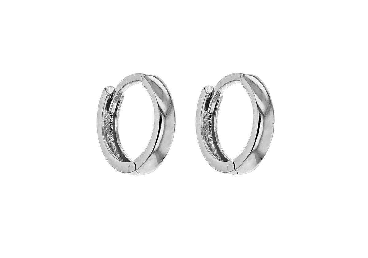9ct White Gold 11mm Huggie Hoop Creole Earrings