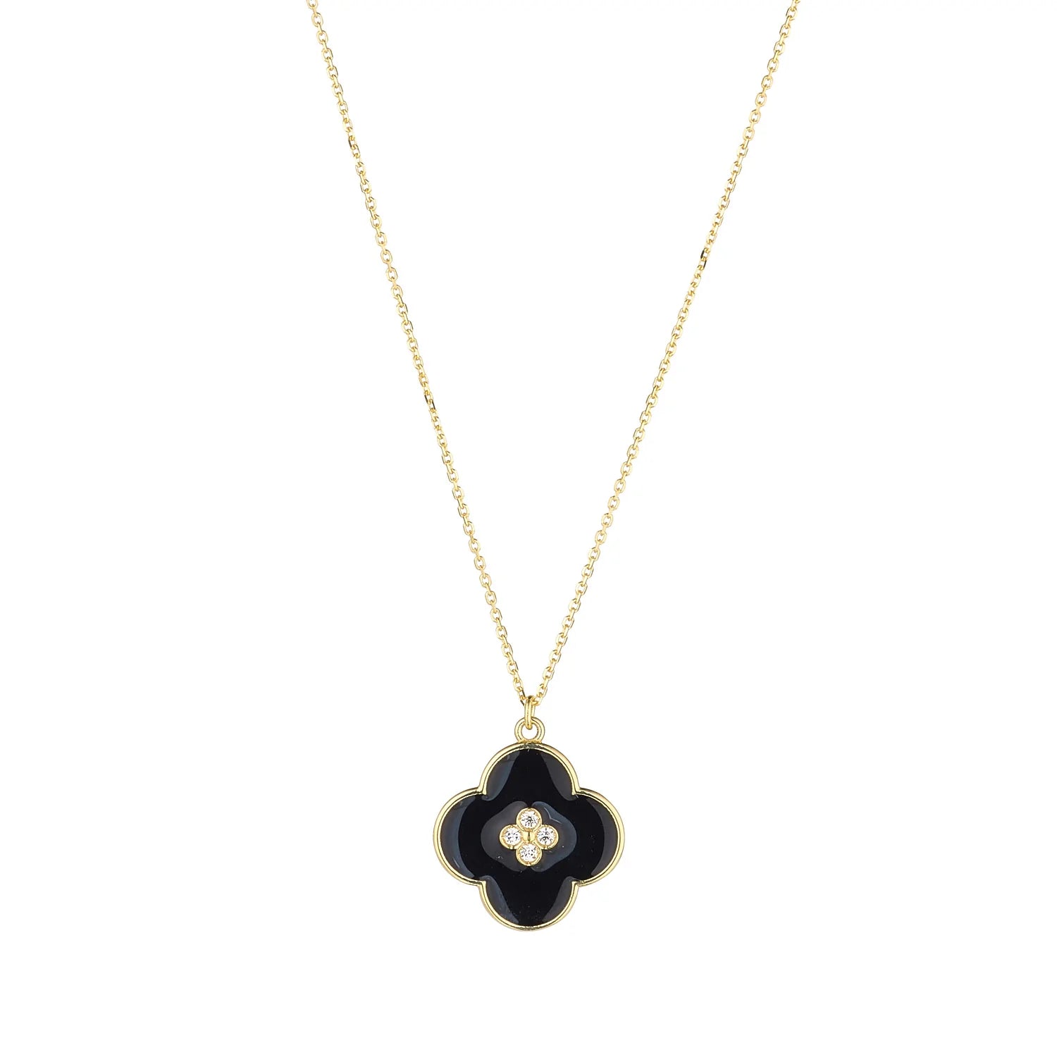 9Y Blk Flower CZ Ctr Pndt 17-19'