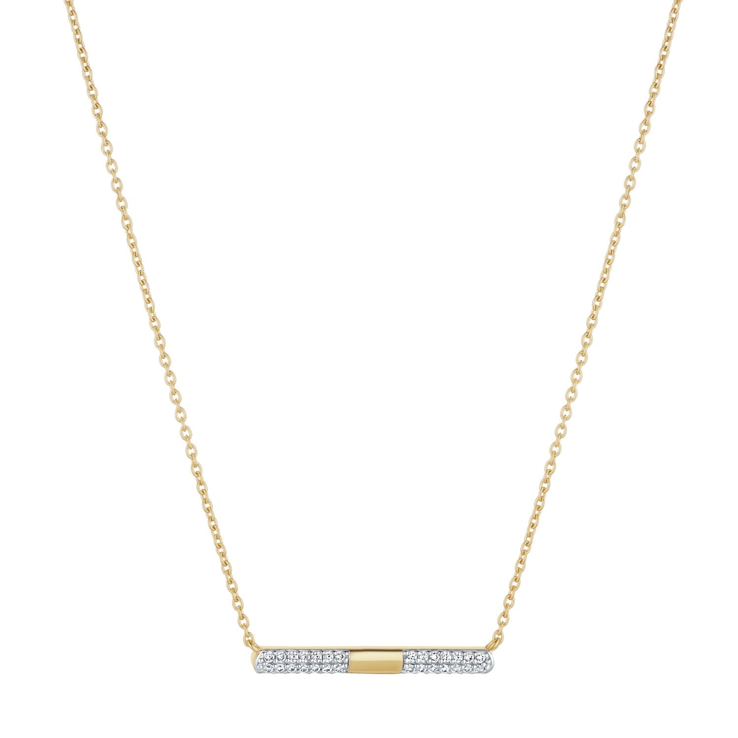 9ct Yellow Gold Cubic Zirconia Bar Necklace