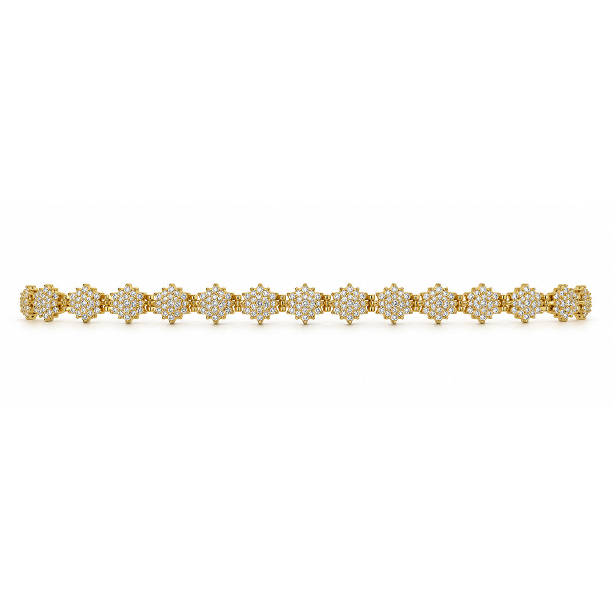 Vintage / Preowned 18ct Yellow Gold 18 Link Cluster Diamond Bracelet