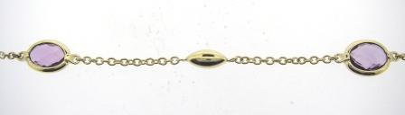 9ct Yellow Gold Oval Amethyst & Marquise Bead Bracelet