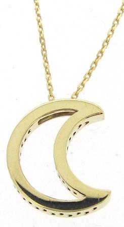 9ct Yellow Gold Open 1 and 2 Moon Pendant