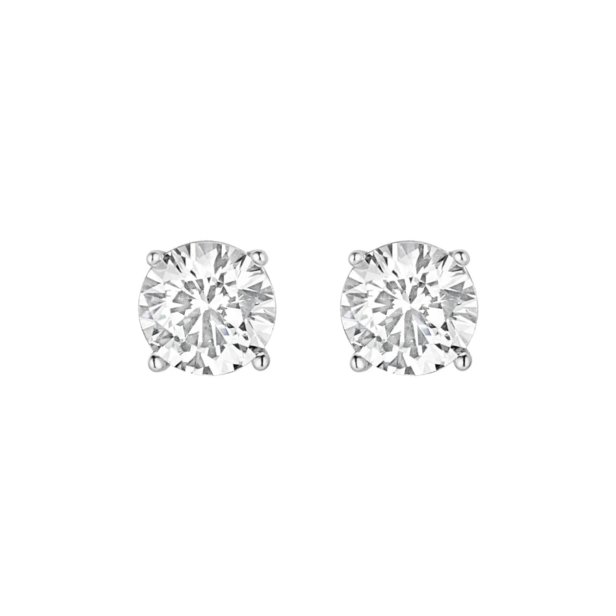 Sterling Silver CZ Solitaire Stud Earrings 4mm