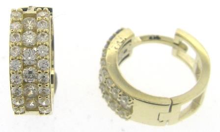 Elegant 9ct Yellow Gold Rectangular Cubic Zirconia Hoop Earrings 10x11mm