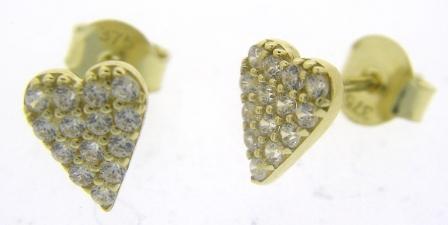 9ct Yellow Gold CZ and Plain Four Circle Stud Earrings