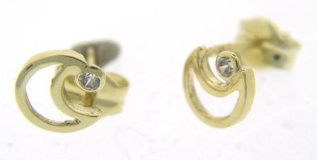 9ct Yellow Gold Circle Cubic Zirconia Stud Earrings