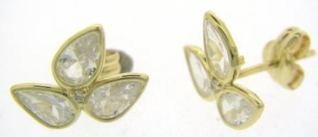9ct Yellow Gold Round CZ Halo Stud Earrings