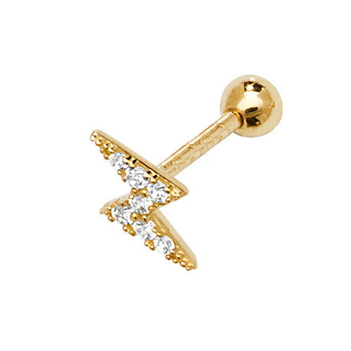 9ct Yellow Gold Lightning Bolt CZ Stud Earring