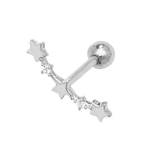 9ct White Gold CZ & Star Climber Stud Earring
