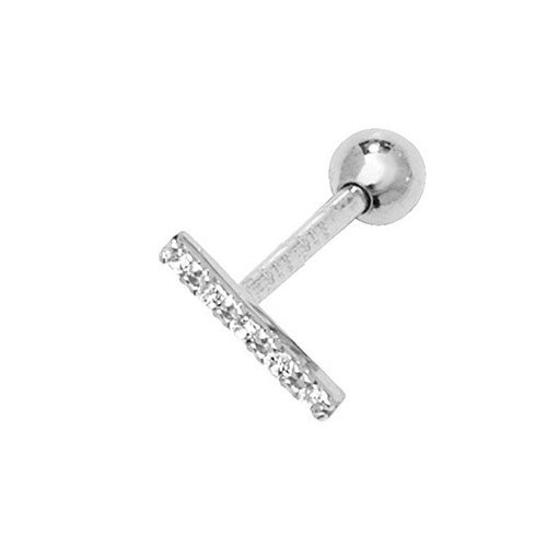 9ct White Gold Cubic Zirconia Bar Stud Earring