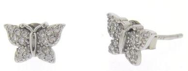 Sterling Silver CZ Butterfly Stud Earrings
