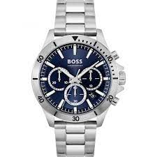 BOSS Mens Troper Chronograph Blue 45 mm Watch Bracelet