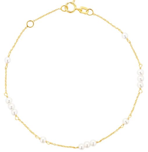 9ct Yellow Gold Freshwater Pearl Chain Bracelet
