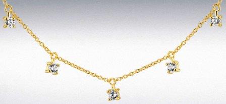9ct Yellow Gold Cubic Zirconia Button Necklace
