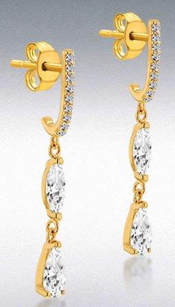 Elegant 9ct Yellow Gold Open Teardrop CZ Stud Earrings