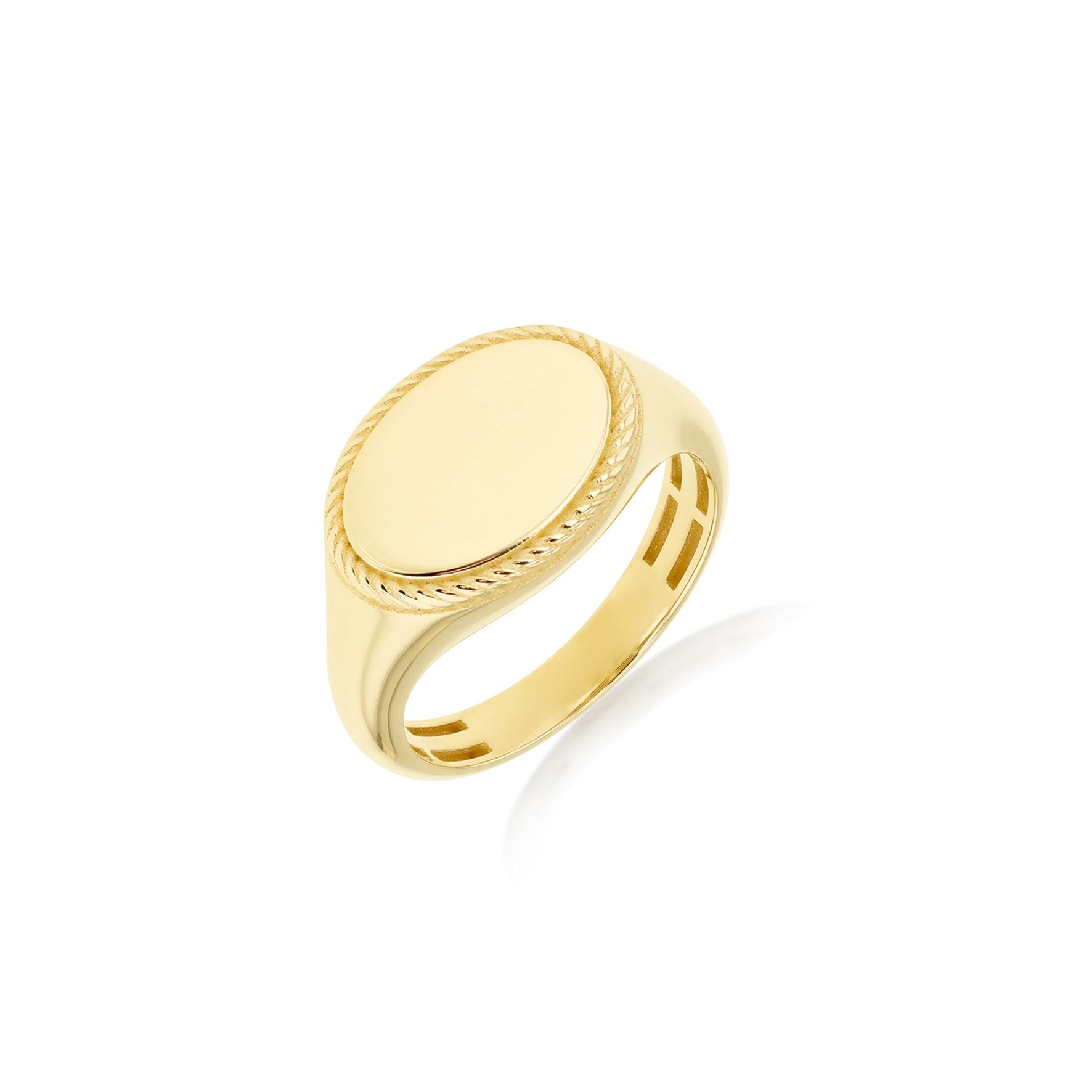 9ct Yellow Gold Oval Twisted Rope Frame Signet Ring