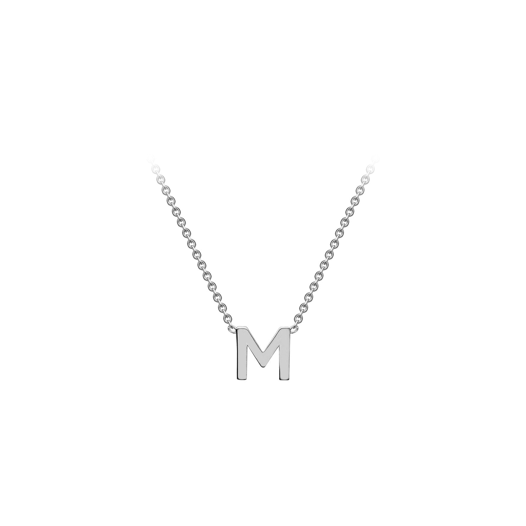 Sterling Silver Mini Initital 'M' Necklace 15'-17'