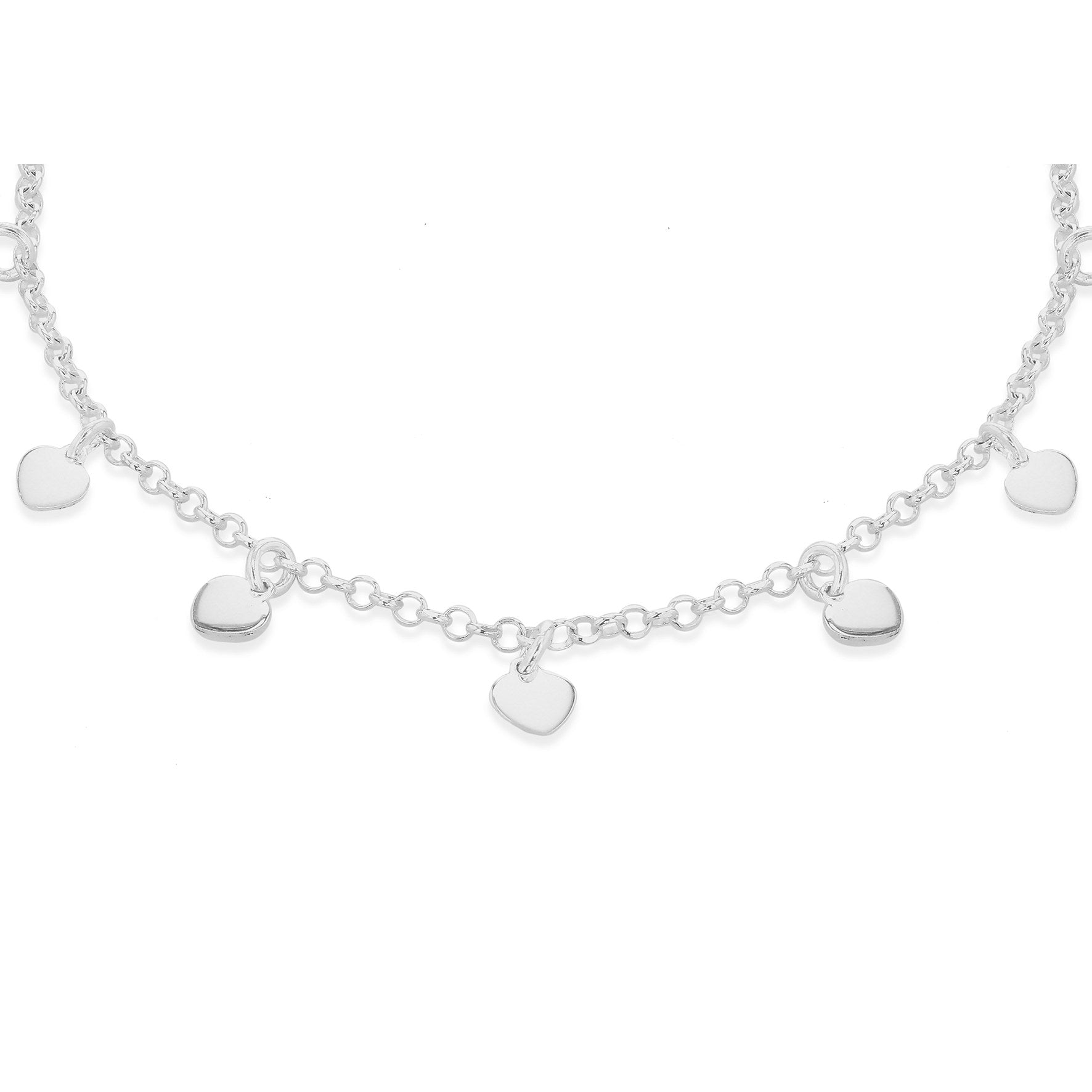 Sterling Silver Dangly Hearts Anklet 9'-11'