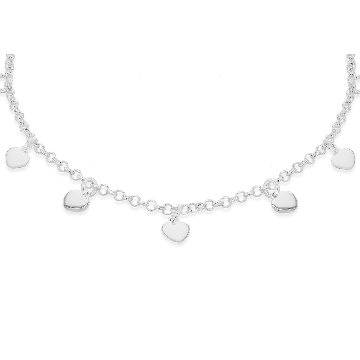 Sterling Silver Dangly Hearts Anklet 9'-11'