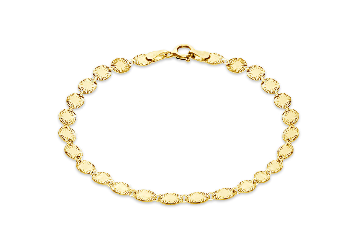 Sterling Silver Yellow Gold Plated 'Star Burst' Bracelet 7.5'