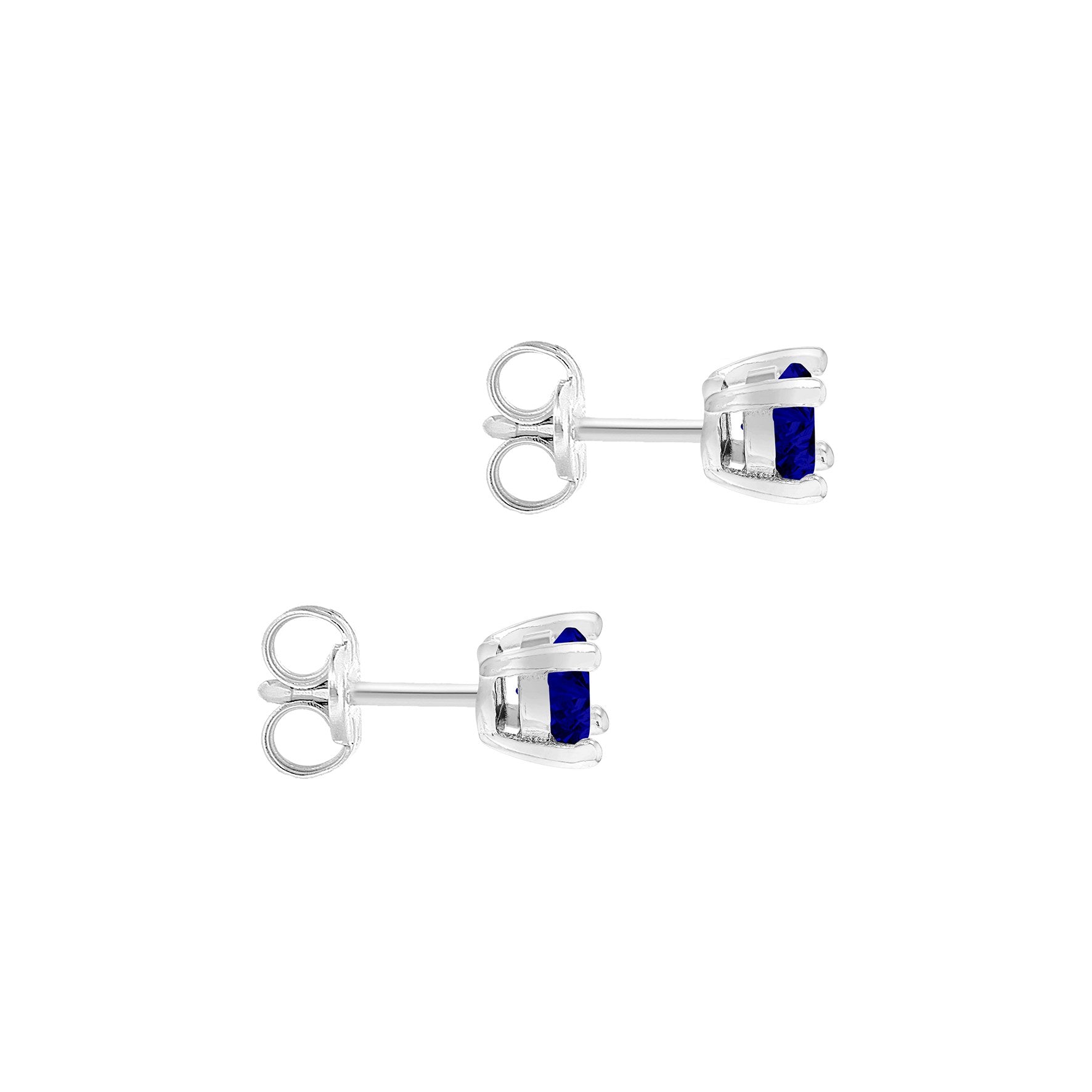 Sterling Silver Sapphire Cubic Zirconia September Birthstone Stud Earrings