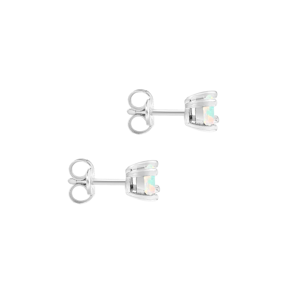 Sterling Silver Opal October Birthstone Stud Earrings