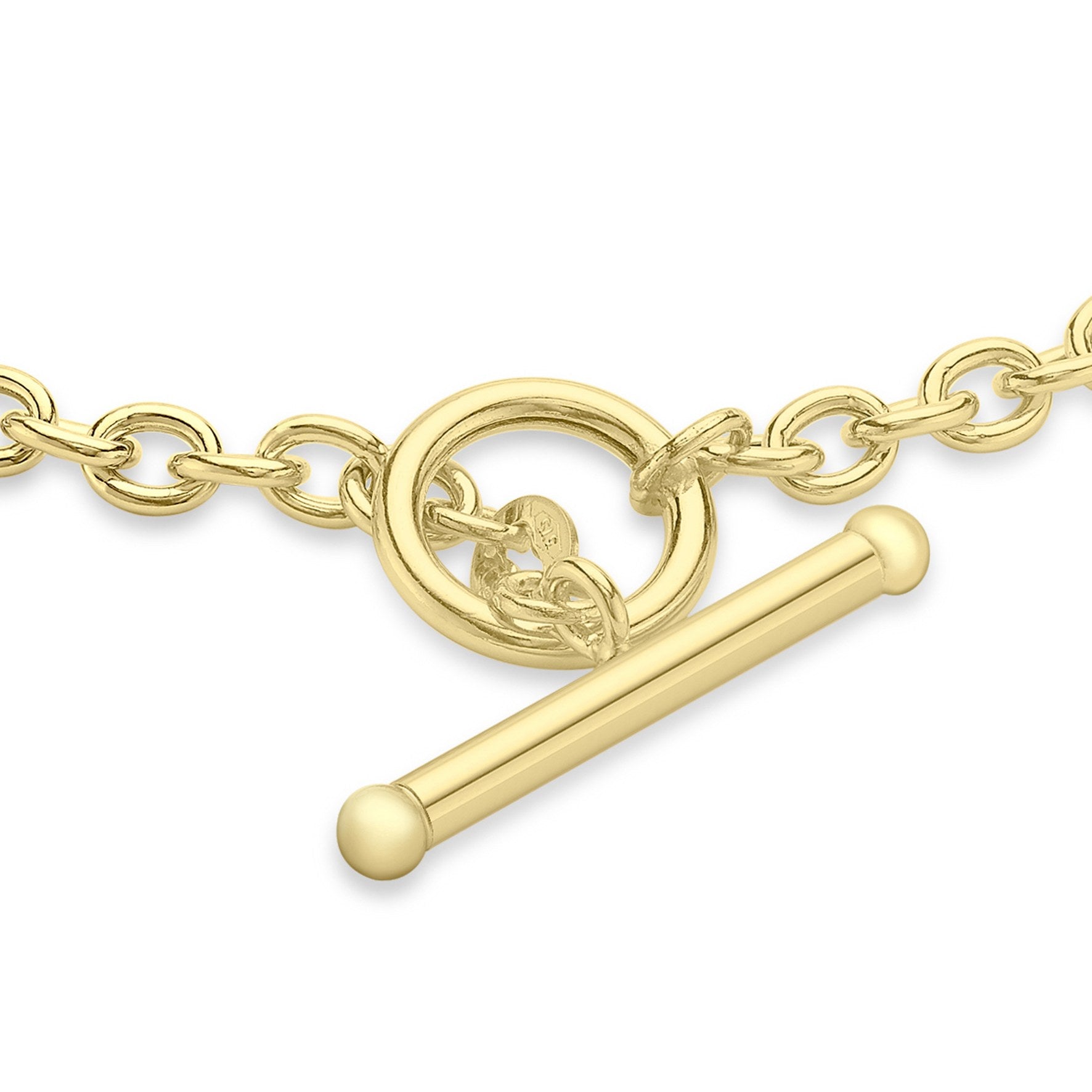 9ct Yellow Gold Oval Link Belcher T-Bar Bracelet 7.5'