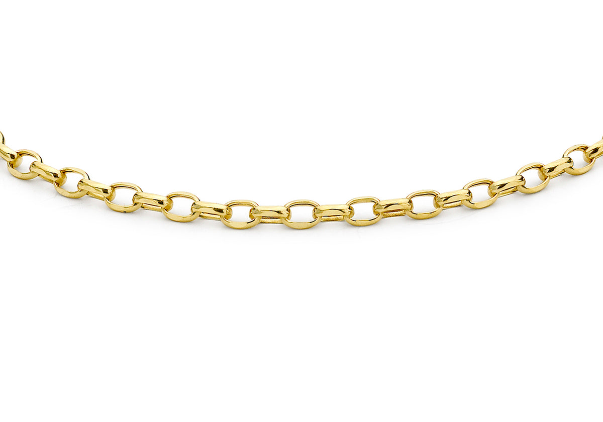9ct Yellow Gold Diamond Cut Oval Belcher Bracelet 7.5'