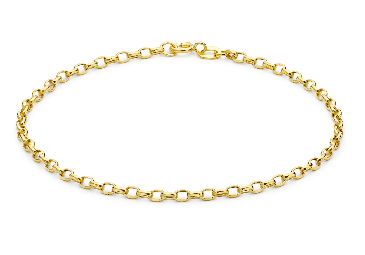 9ct Yellow Gold Diamond Cut Oval Belcher Bracelet 7.5'