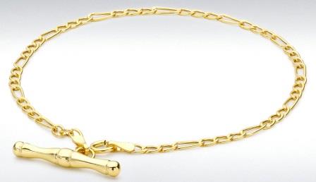 9ct Yellow Gold Hollow Figaro T-Bar Bracelet 7.5'