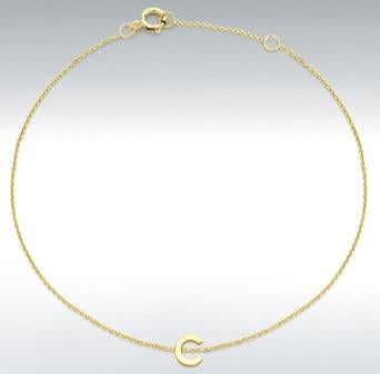 9ct Yellow Gold Mini Initial C Bracelet