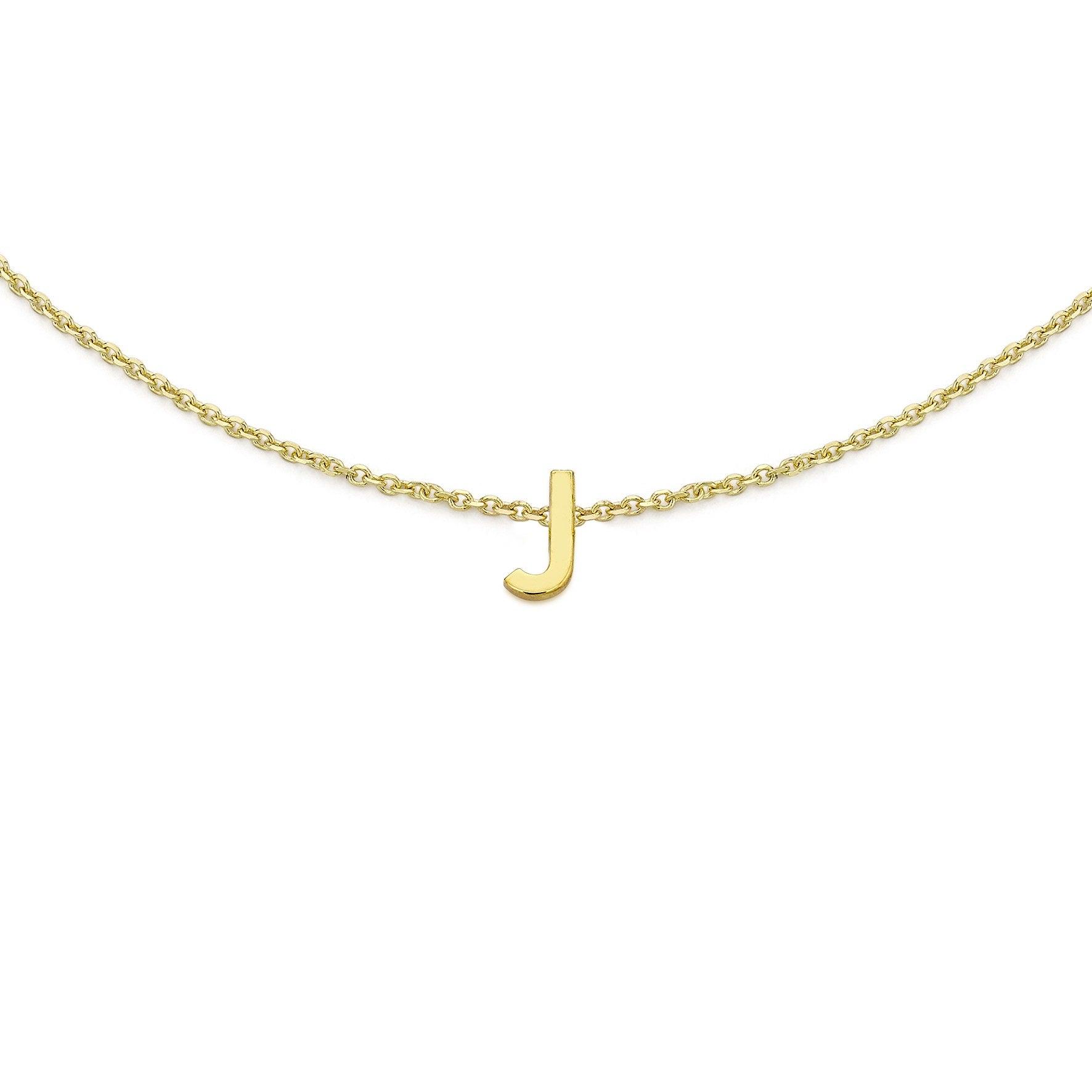 9ct Yellow Gold Mini Initial 'J' Bracelet 6 - 7.25 Inch